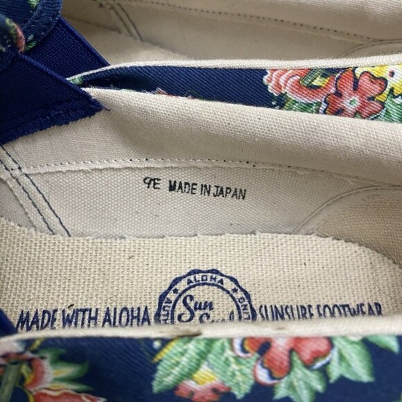 SUN SURF Japan Hawaiian Ukulele Lei Floral Printed Canvas Slip On Shoes - Picture 11 of 12